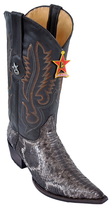 Los Altos Rustic Brown Python 3X Toe W / Cowboy Heel Boots 95V5785